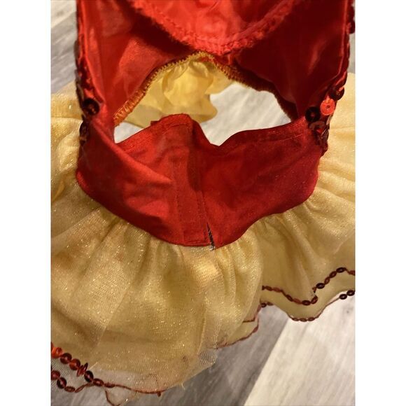 Build A Bear Red and Yellow Dress Sparkles Halter Fancy Party Skirt - Picture 5 of 9